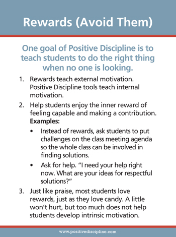 avoid rewards in the classroom positive discipline discipline with purpose chart